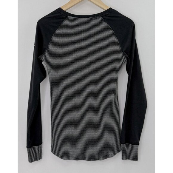 Columbia Cascade George Black &‎ Gray Waffle Knit Long Sleeve Crew Shirt Sz M - Picture 2 of 9
